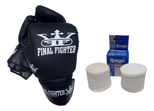 Combo Kit Guantes + Vendas Kick Boxing Boxeo Final Fighter