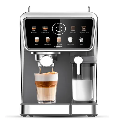 Cafetera Espresso Digital Unnic 20 Bares Con Espumador De Leche 9 Programas Preestablecidos Pantalla Táctil 1350W Semi Automática Color Negro Ideal Hogar Oficina Cocina - imagen 1