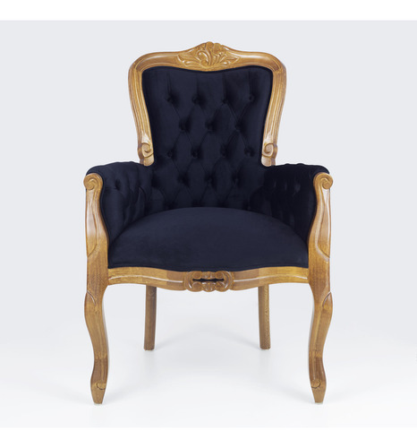 Conjunto 4 Poltronas Luis Xv Cor Imbuia Braço Estofado