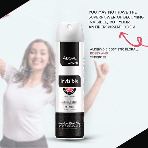 Kit Com 6 Desodorantes Above Feminino Aero 150ml - Diversos Invisible
