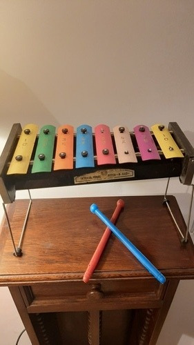 Juguete Antiguo Diamond Metalic Xylophone, Made In Japan.