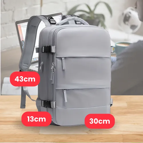 Mochila Notebook Impermeable Oficina Ejecutiva Facultad Usb Gris Liso