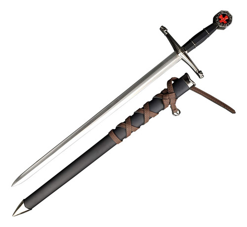 Espada Histórica Con Vaina Corta Templaria Mango De Metal Fu