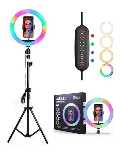 Imagen 2 de 9 de Aro De Luz Rgb Led Flash 33 Cm Fotografía Selfie + Trípode