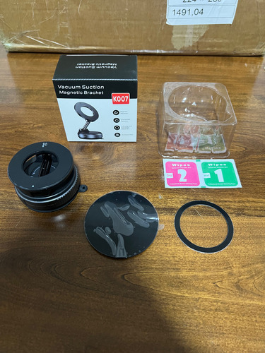 Soporte Celular Auto Magnético 360° Con Ventosa Premium Negro