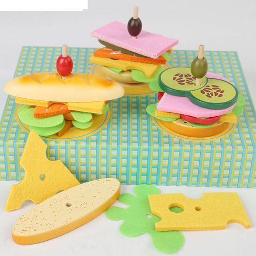 Juguete Apilable De Hamburguesas, Juguete De Cocina, Juguete