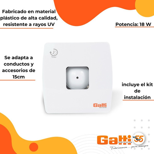 Imagen 5 de 9 de Extractor De Aire Baño/cocina 6 (15 Cm) Con Timer