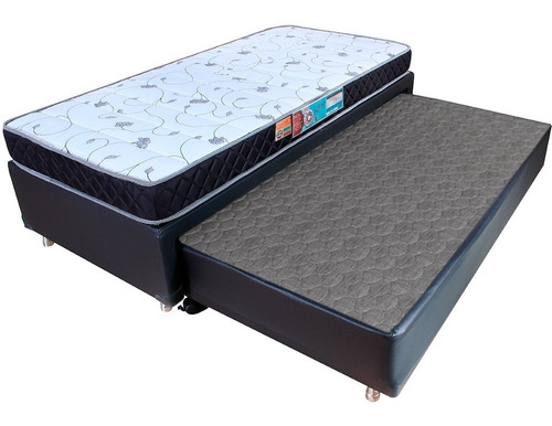 BF Colchões Cama Box D33 Bicamas Courvin solteiro mais box auxiliar branco/preto