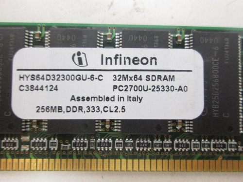 Infineon 256mb Pc-2700u Ddr 333 Cl 2.5 184-pin Dimm Hys64d32