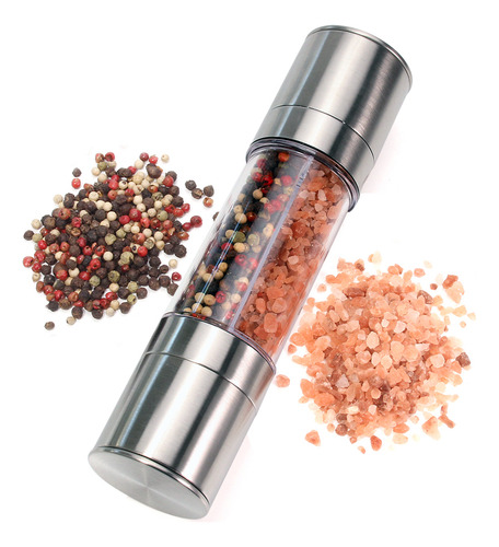 Yab - Moedor De Pimenta E Sal Grosso Gourmet 2 Em 1 Manual Duplo Aço Inox Premium Triturador Temperos E Especiarias