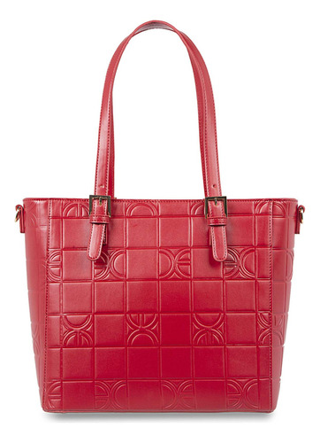 Bolsa Tote Cloe Para Mujer Material Vegano Jareta Ajustable Color Rojo