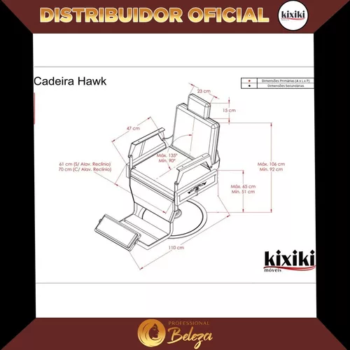 Cadeira Barbeiro Reclinável Silver Hawk Kixiki C/ Capitonê