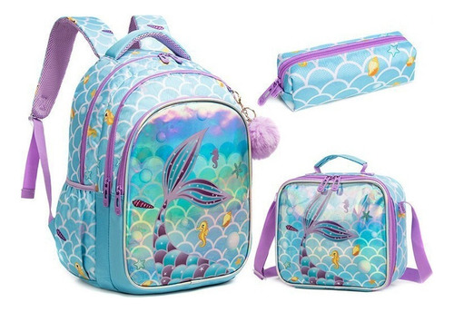 Mochila Y Lonchera De Sirena For Niñas De Escuela Primaria