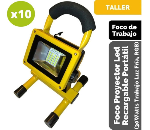 Precio Mayor. 10 Focos Proyector Led Recargable Portátil 30w