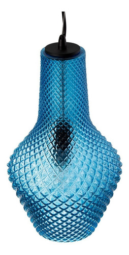 Imagen 5 de 7 de Lámpara Colgante Azul Turquesa Vidrio E27 40w 1 Luz
