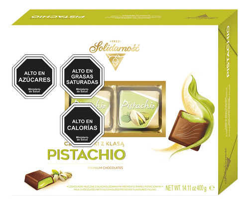 Estuche De Chocolates Premium 410g Sabor Pistacho