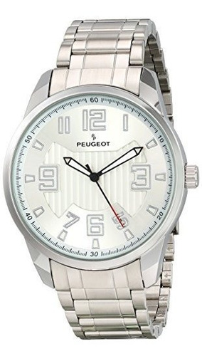 Reloj De Pulsera Peugeot Grande Para Hombre En Tono Plateado