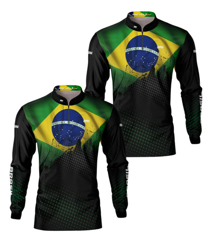 Kit 2 Camisa Agro Brk Fazenda Bandeira Brasil Trator Uv50+