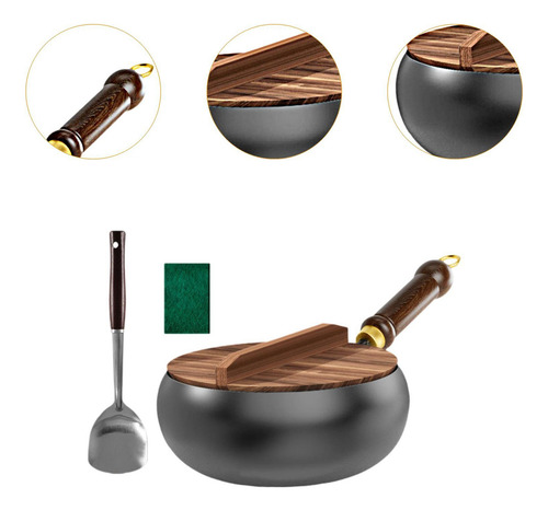 Sartén Wok Wok Chino Fondo Plano Fácil De Limpiar