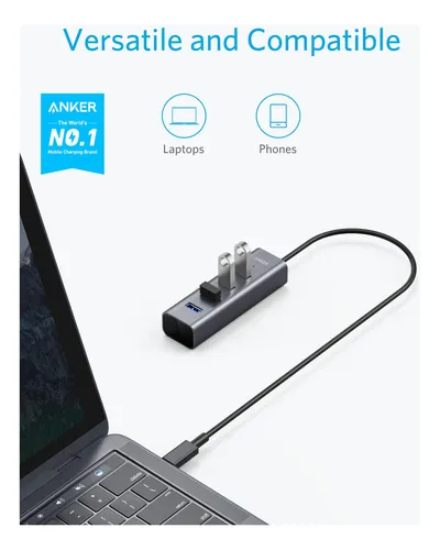 Adaptador Usb C Hub Anker De Aluminio Con 4 Puertos Usb 3.0