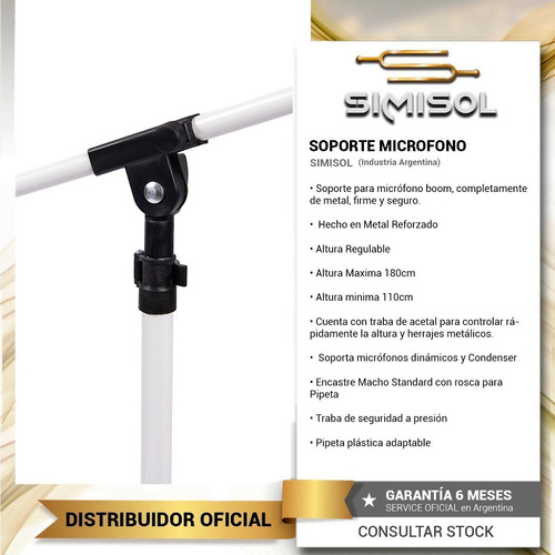 Imagen 2 de 5 de Pie Microfono Reforzado Con Pipeta Jirafa Metalico - Envio