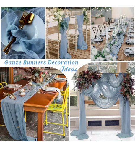 Mantel Table Runner Semitransparente, Gasa, 6 Unidades