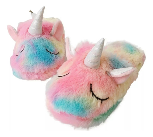 Pantuflas De Algodón Con Unicornio De Felpa Ombre