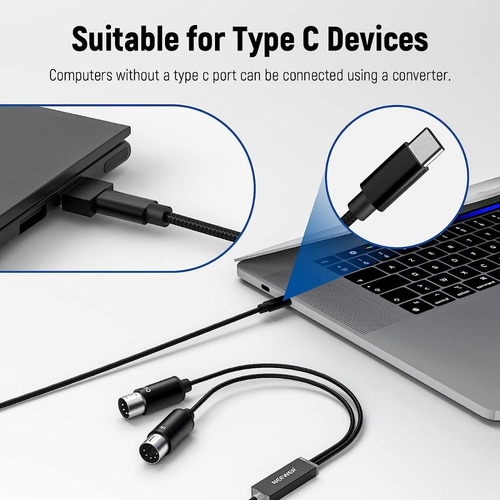 Imagen 5 de 9 de Cable Adaptador Neewer Midi Con Luces Indicadoras