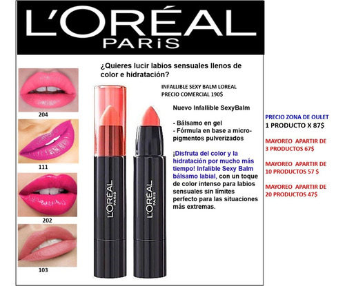 Labiales Loreal Diferentes Presentaciones