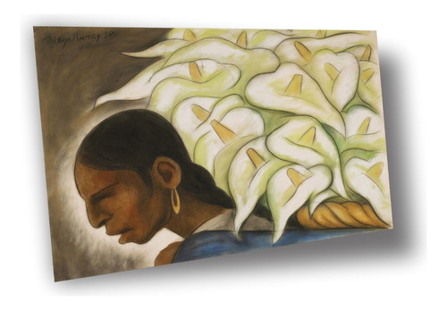 Lienzo Canvas Arte México Diego Rivera Mujer Y Lirios 75x100