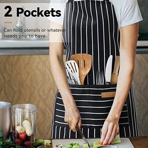 Nlus Paquete De 2 Delantales De Cocina, Babero Ajustable, De