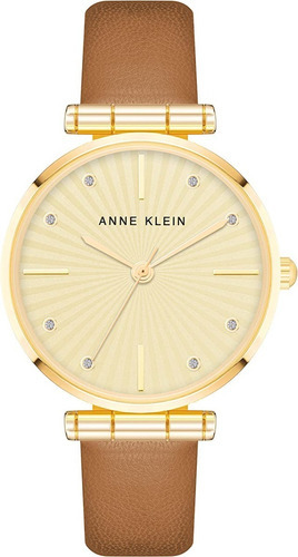 Reloj Mujer Anne Klein Correa De Piel 36 Mm Ak/3756gphy Color de la correa Marrón Color del bisel Dorado Color del fondo Dorado