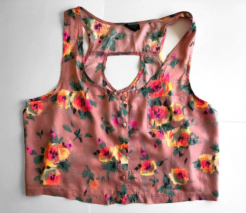 Top Musculosa Corta Importada Talle L Xl Marca Topshop