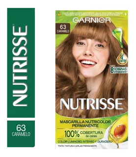 Kit Tintura Garnier Nutrisse regular clasico Mascarilla nutricolor permanente tono 63 caramelo para cabello