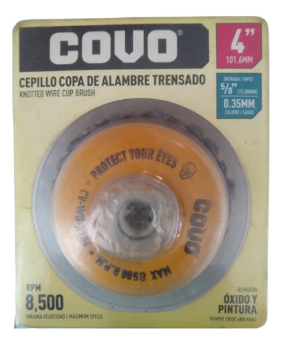 Cepillo Copa De Alambre Trenzado De 4 Pulgadas Covo 