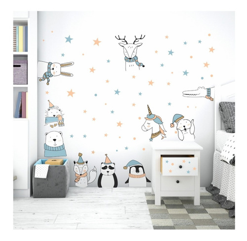 Vinilos Decorativos Pared Animales Nórdicos Infantiles  X 10