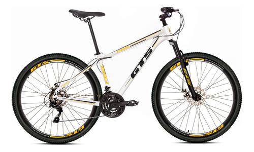 Bicicleta Aro 29 Cambios Shimano Gts Feel 21 A Disco Cor Branco/preto/amarelo Tamanho Do Quadro 17
