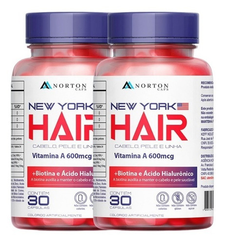 New York Hair Ácido Hialurônico + Biotina E Vitaminas 2potes