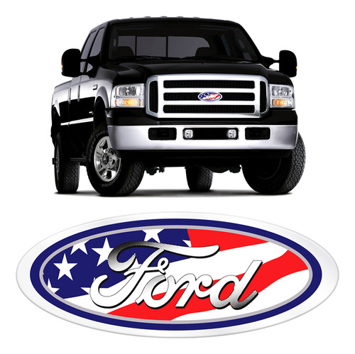 Adesivo Ford Oval Grade F-250 Bandeira Eua Emblema Resinado