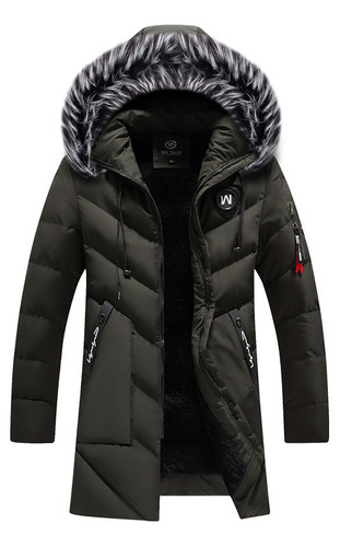 Chaqueta Larga Con Cuello De Piel Para Hombre, Parka Térmica