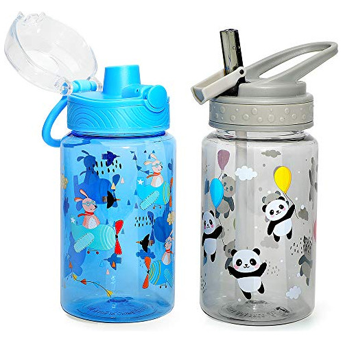 Botella De Agua Niños De 16 Oz, Tritan Sin Bpa, Tapa D...