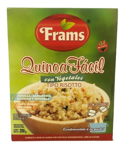 Quinoa Facil Con Vegetales Tipo Risotto 200gr Frams - Dw