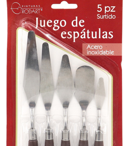 Imagen 1 de 3 de Juego De Espatulas Artistica Acero Inox Pqt 5 Pzas