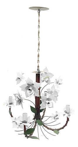 Lustre Para Sala De Jantar De Ferro Rustico Com Flor