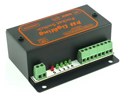 Pocket Switch Pack Dmx 4 Canais - Ph Lighting 4 X Relé 5 Amp