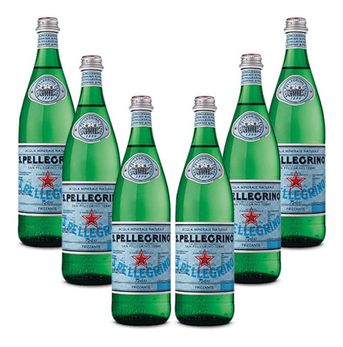 Kit 06 Unidades Água Mineral S. Pellegrino Gaseificada 750ml