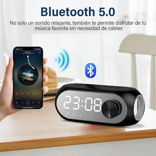 Reloj Despertador Digital Con Altavoz Bluetooth Con Radio
