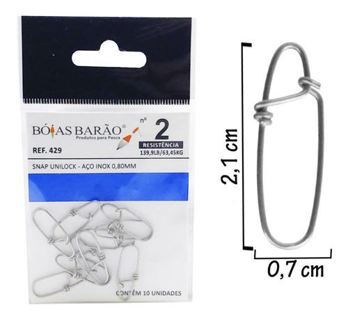 Snap Unilock 2 Boias Barão 139,9lb 63,45kg C/10und Cod 429