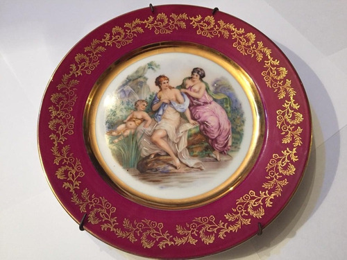 Antiguo Plato De Porcelana Limoges Doble Sello Antiguo Color