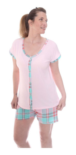 Imagen 7 de 9 de Pijama De Verano Manga Corta Mujer Abotonado Art 824